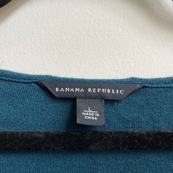 Banana Republic Women's Notch V-Neckline Long Sleeves Blue Shirt Dress Size L - Picture 3 of 5